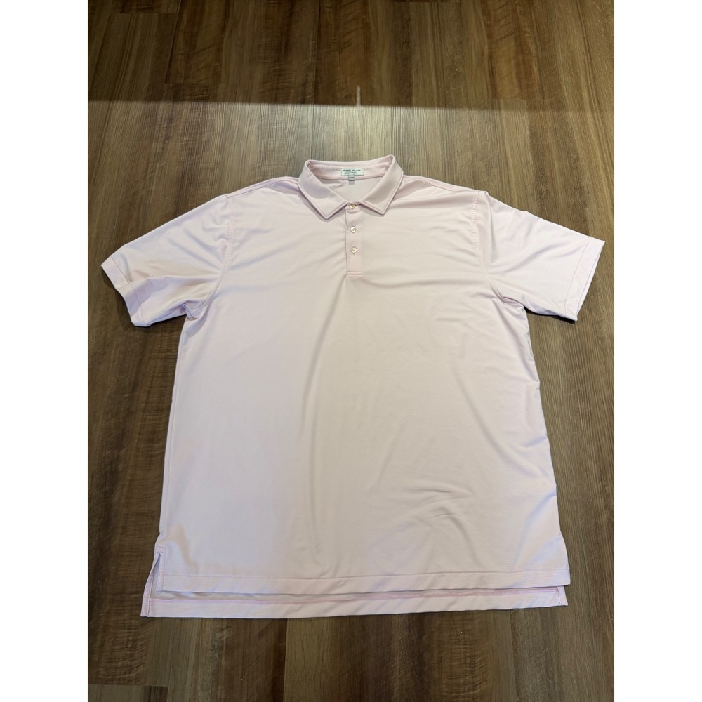 Peter Millar Polo Shirt Mens XXL Pink Micro Stripe Summer Comfort MF0EK11S